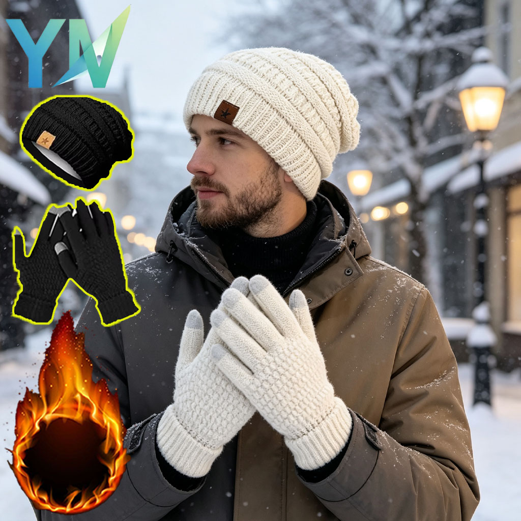 1-5 قطع من مجموعة قبعات وقفازا - مراجعة Running Gear For Winter وسعره